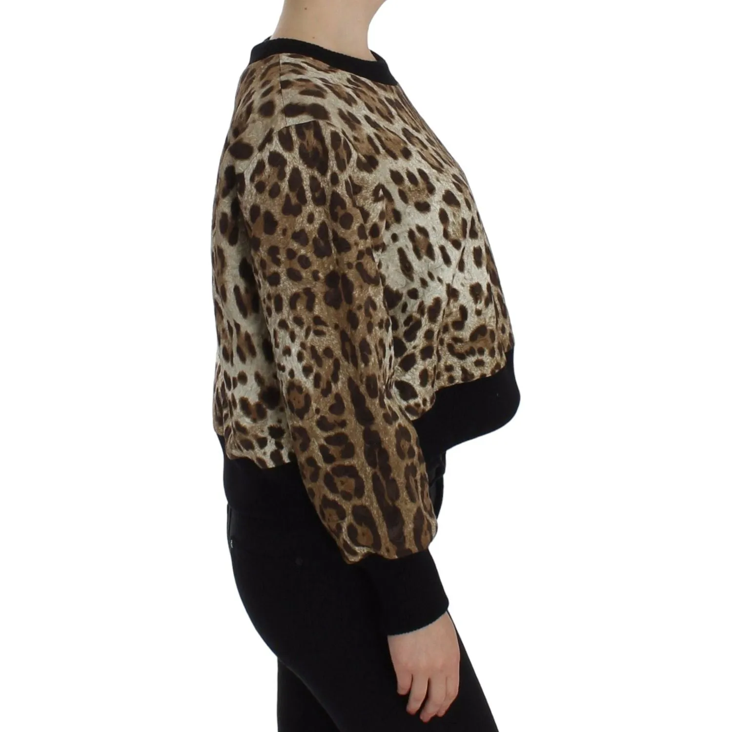 Dolce & Gabbana Elegant Leopard Print Short Sweater Top