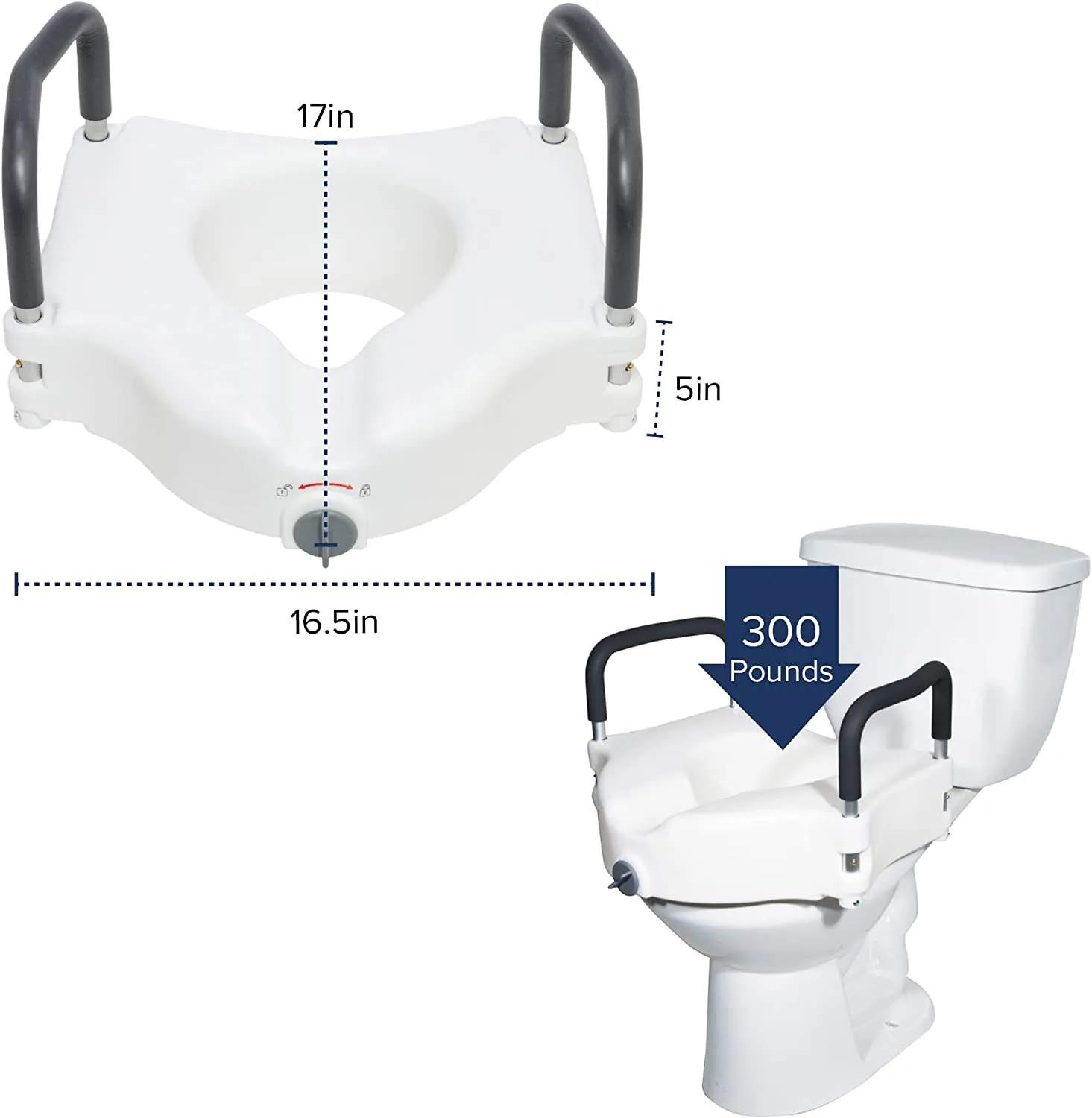 Drive 2-in-1 Raised Toilet Seat with Removable Padded Arms