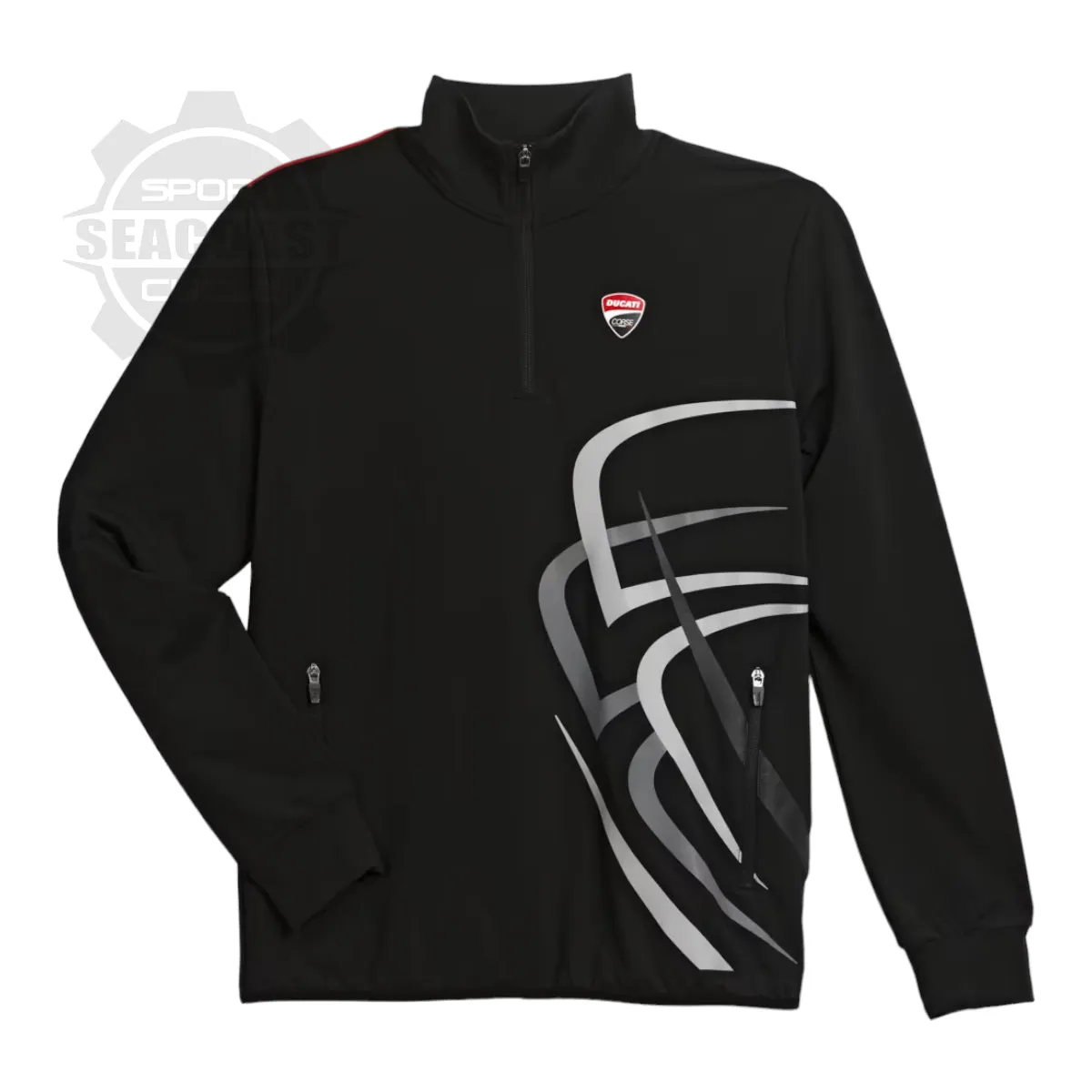 Ducati Mens Fitness Pullover Half-Zip Sweatshirt Black