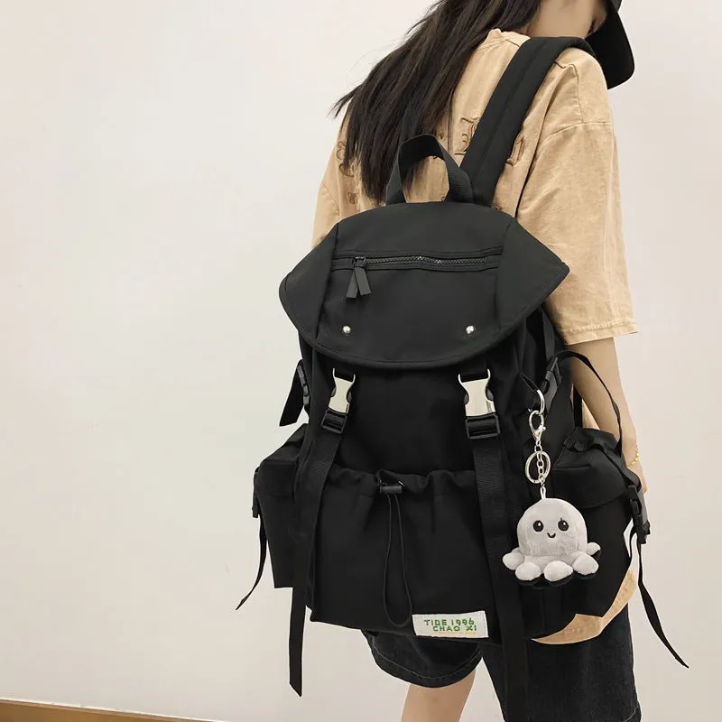 DUNNMALL Schoolbag Female College Student High School Student Junior High School Student Large Capacity Tooling Style New Boys Travel Bag Backpack