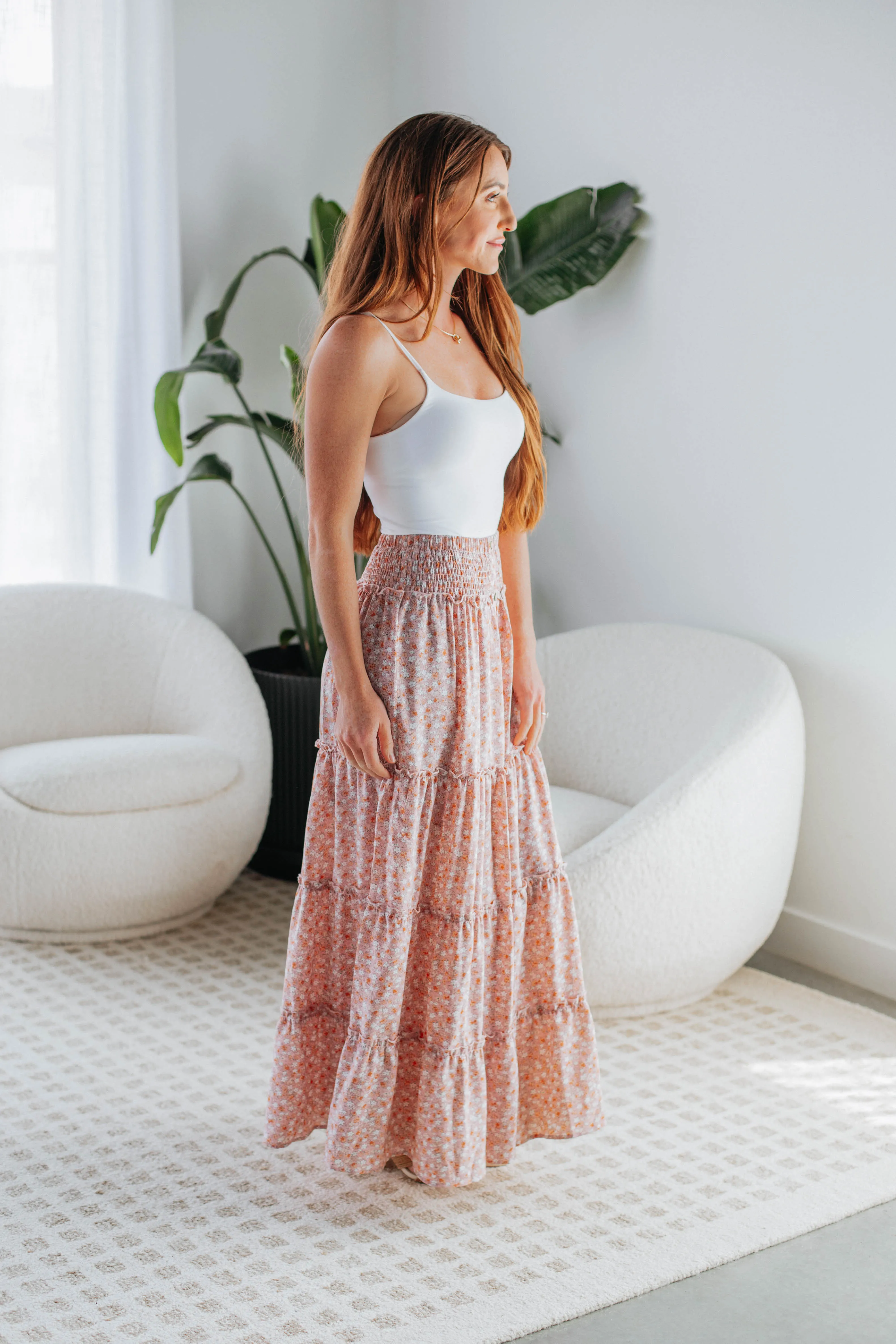 Eleanor Tiered Maxi Skirt - Mauve Mix