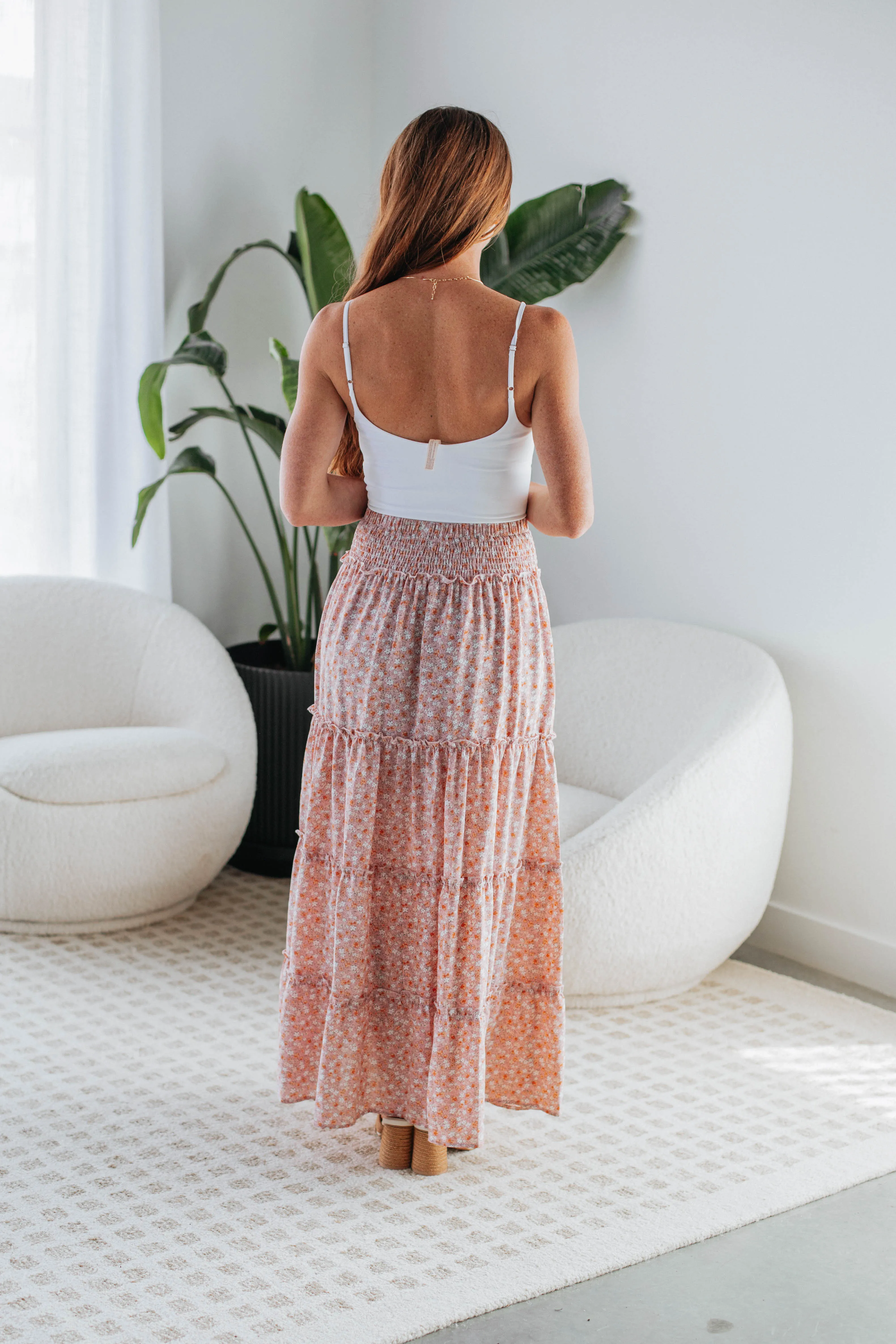 Eleanor Tiered Maxi Skirt - Mauve Mix