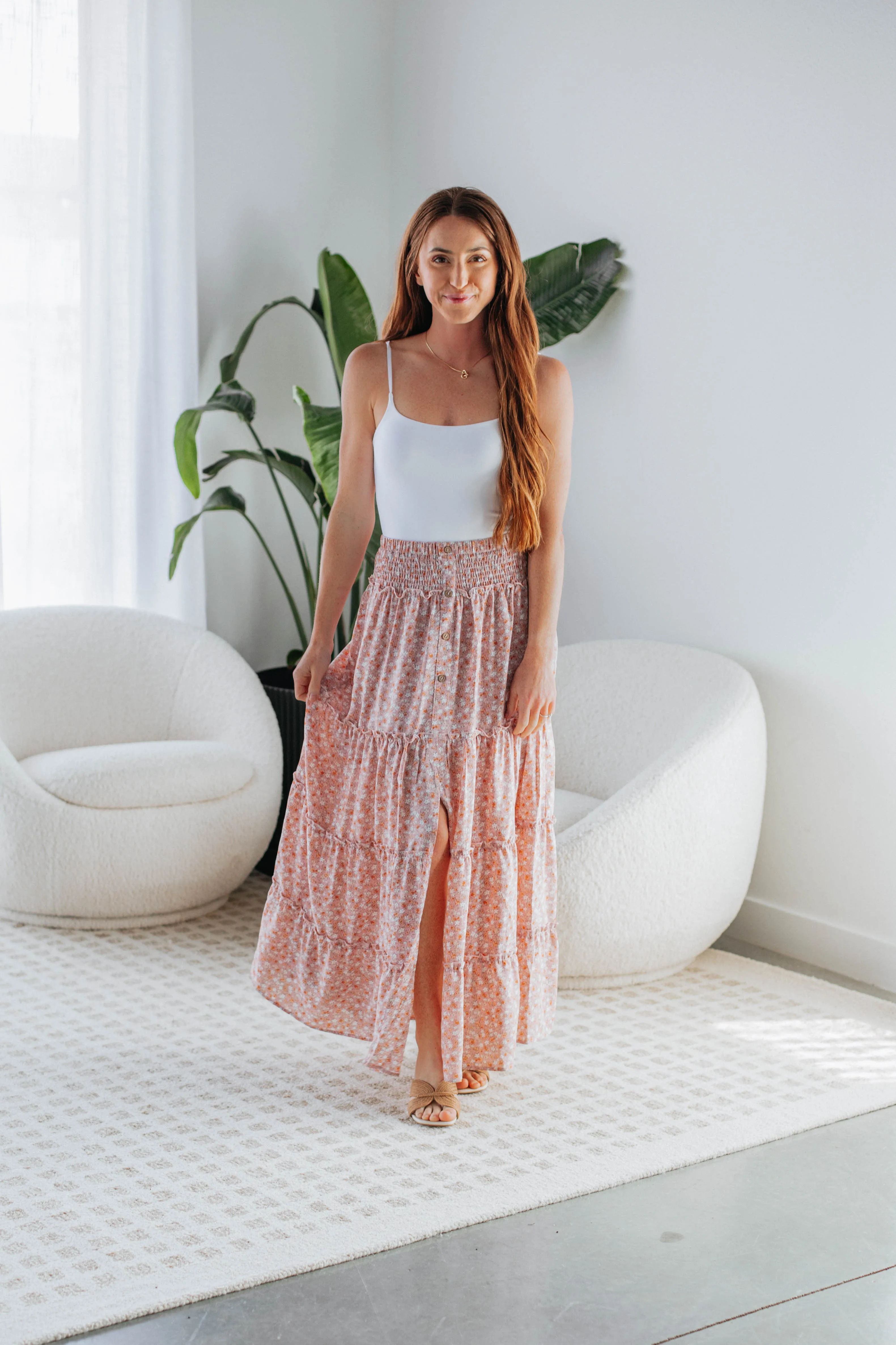 Eleanor Tiered Maxi Skirt - Mauve Mix