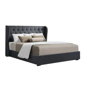 Elouera Queen Bed Frame With Gas Lift Storage Charcoal