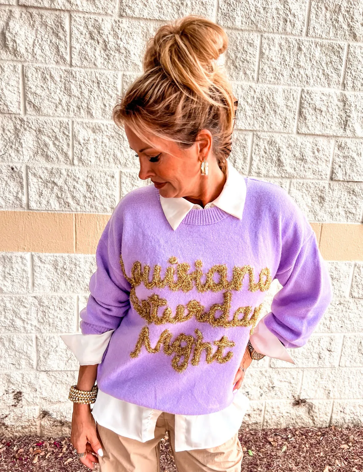 Exclusive Game day LSU Louisiana Saturday Night Sweater