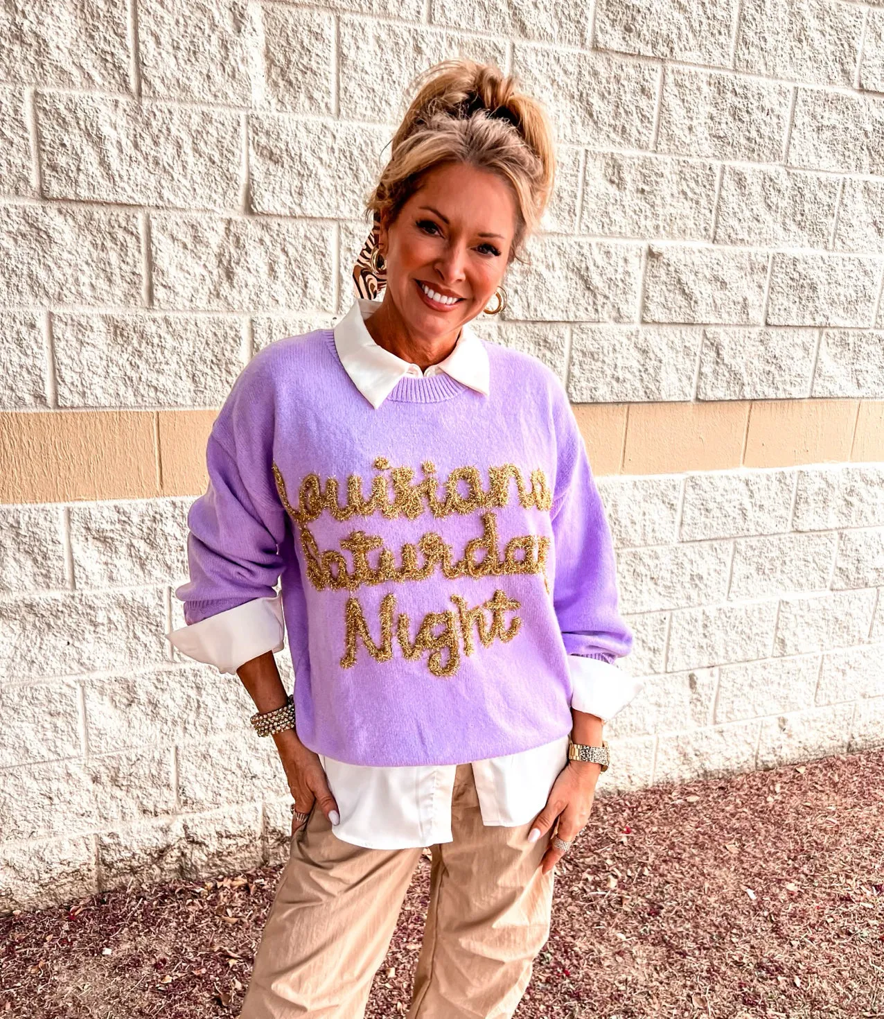 Exclusive Game day LSU Louisiana Saturday Night Sweater