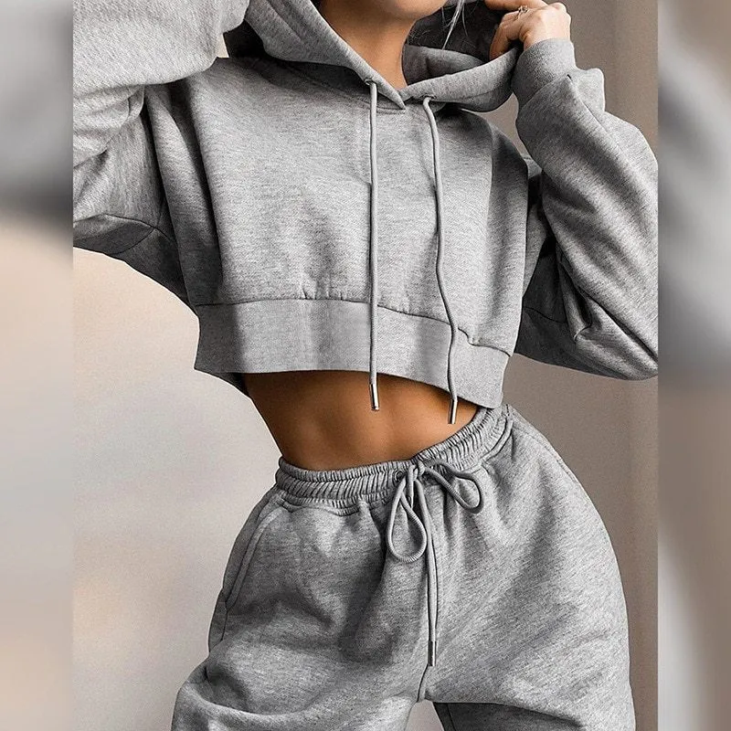 Fashion Winter Tracksuit Hoodie and Sweatpants Sports Set