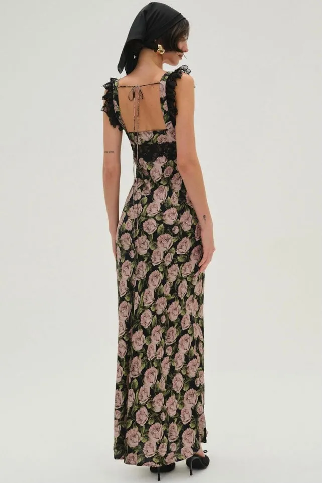 For Love & Lemons Fallen Rose Maxi - Black