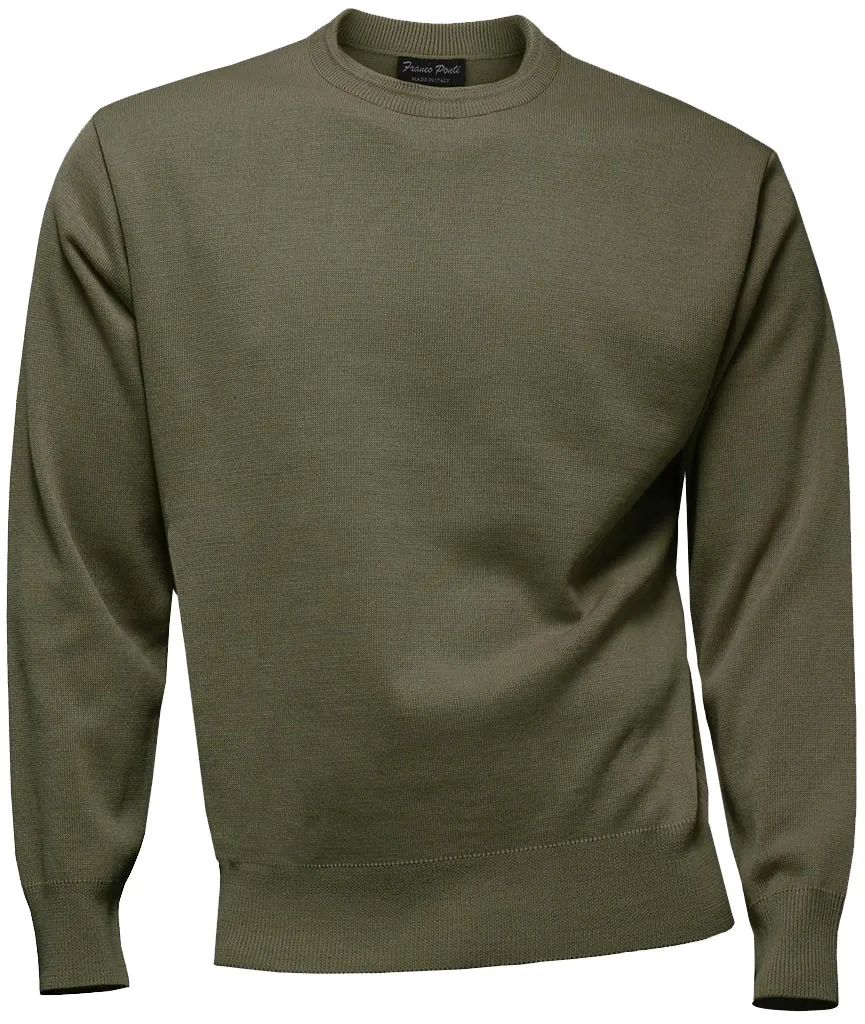 FRANCO PONTI Crew Neck - Mens Italian Merino Wool Blend - Sage