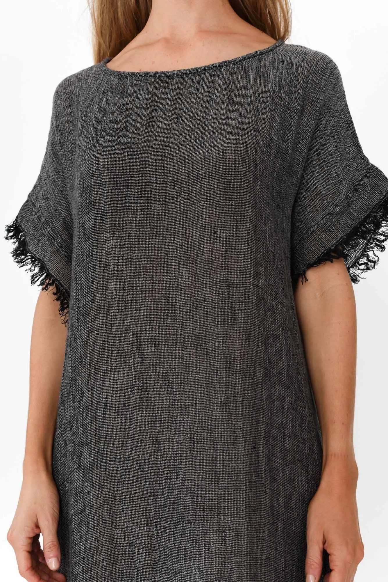 Galene Charcoal Linen Dress