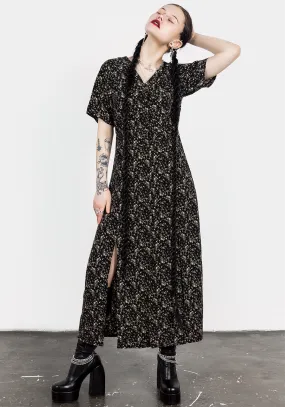 Gardenia Print Button Down Midaxi Dress