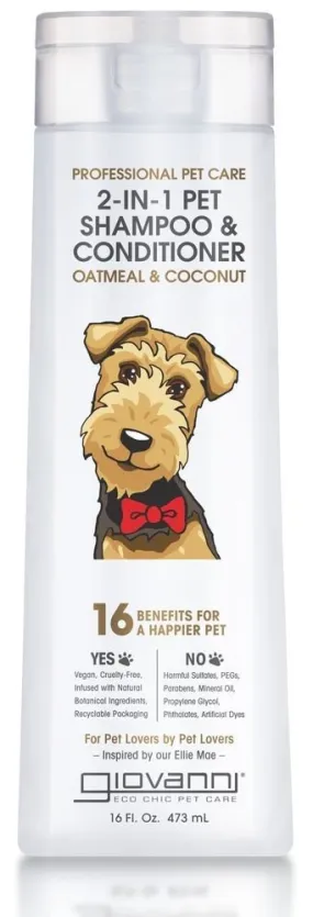 Giovanni Professional Pet Collection 2-in-1 Shampoo & Conditioner Oatmeal & Coconut 16 oz Liquid