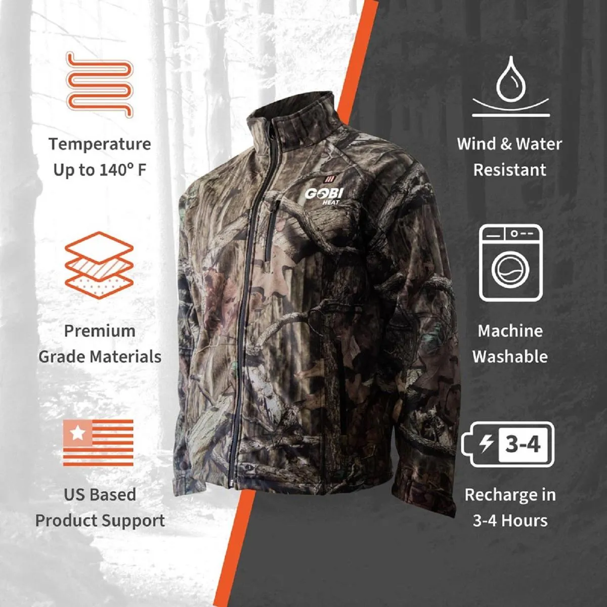 Gobi Heat Men's Sahara Heated Hunting Jacket - Mossy Oak Camo