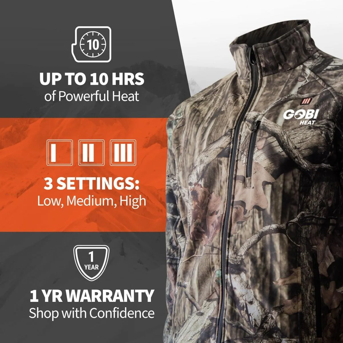 Gobi Heat Men's Sahara Heated Hunting Jacket - Mossy Oak Camo