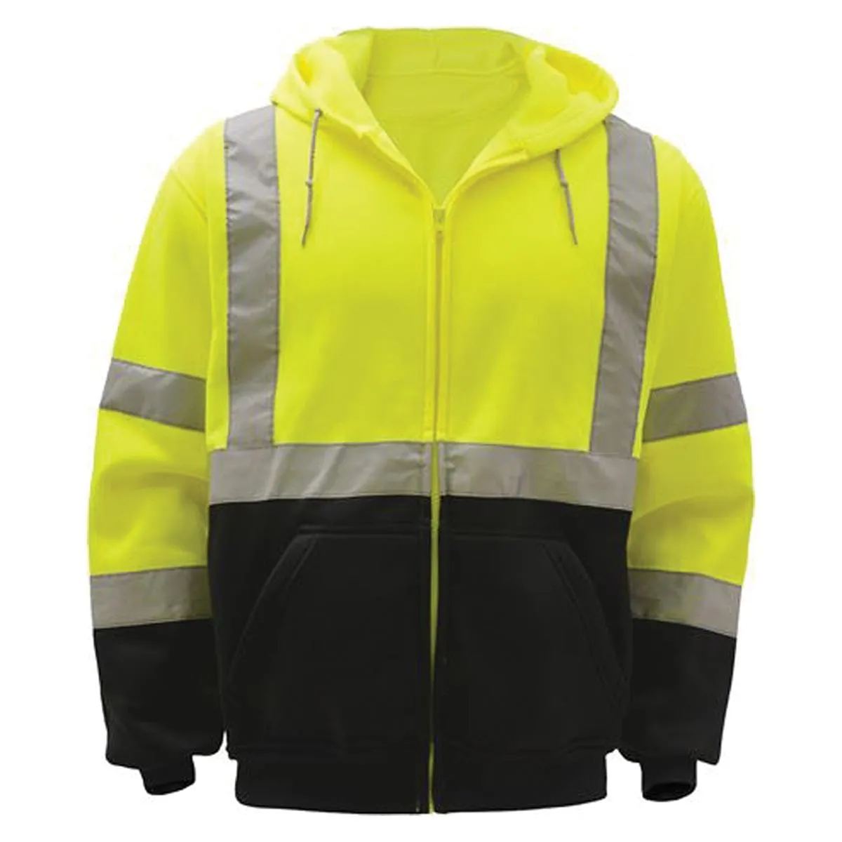 GSS Safety ANSI 3 Zip-Front Sweatshirt Hi-Vis w/Black Bottom