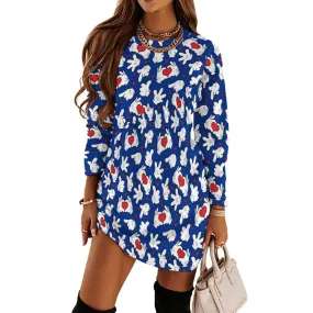 Happy Hands Long Sleeve Patchwork T-shirt Dress