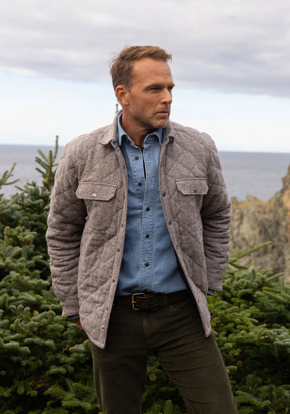 Heavyweight Herringbone Quilted Shirt Jacket