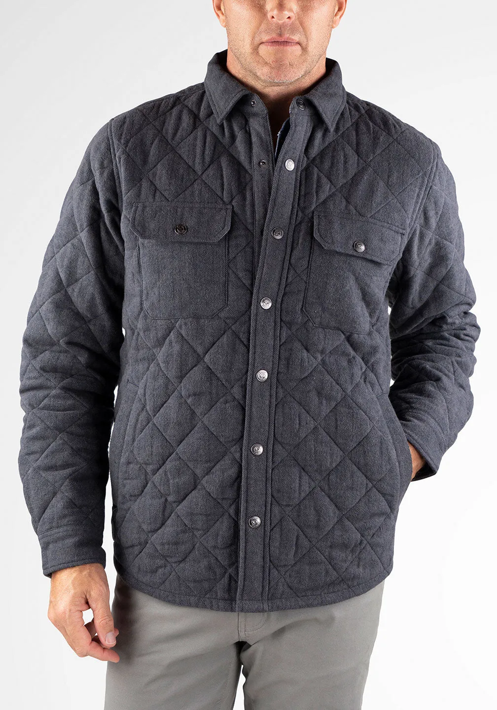 Heavyweight Herringbone Quilted Shirt Jacket