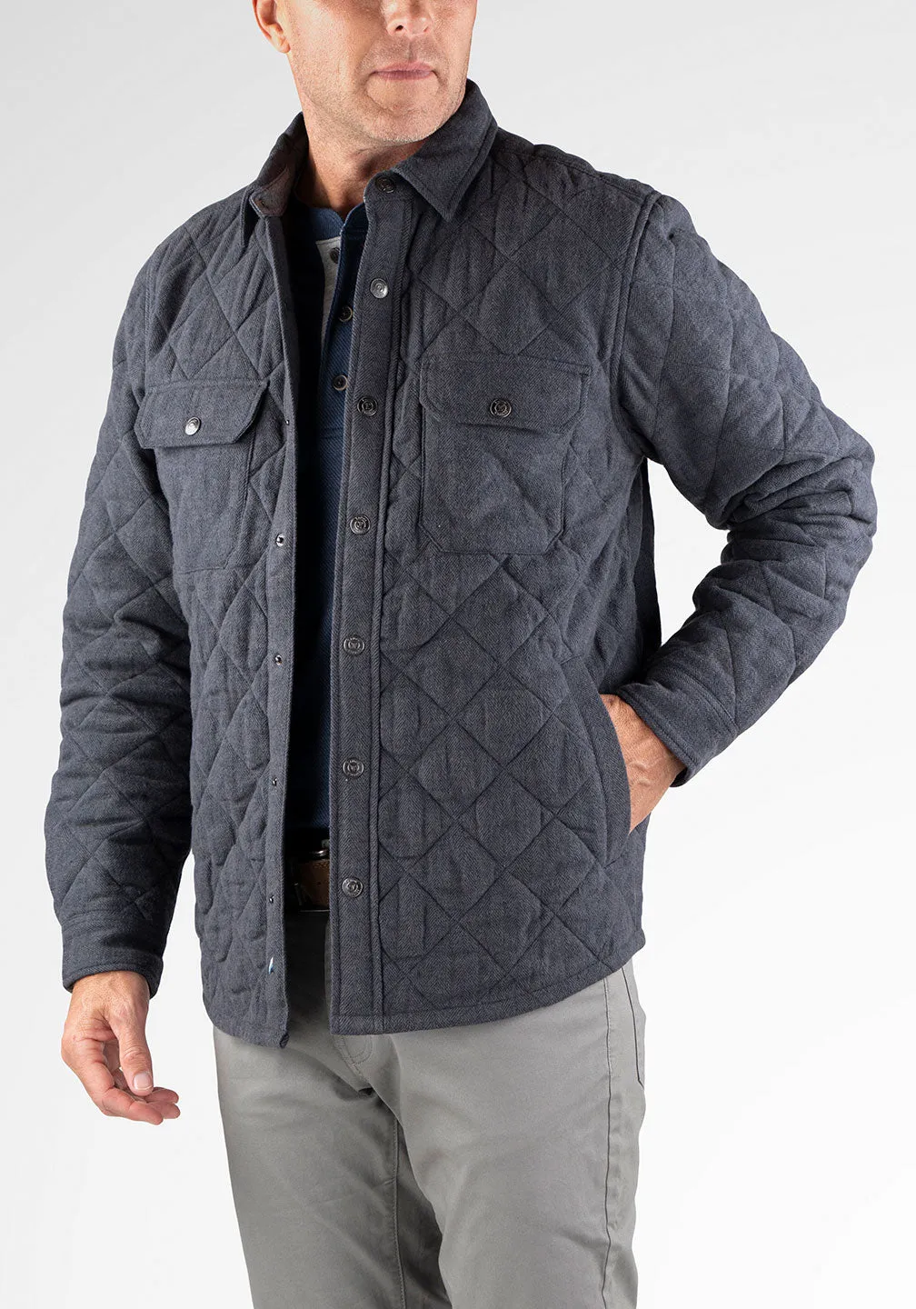 Heavyweight Herringbone Quilted Shirt Jacket