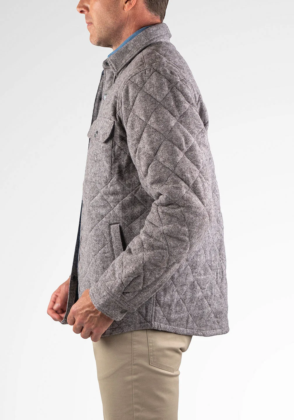 Heavyweight Herringbone Quilted Shirt Jacket