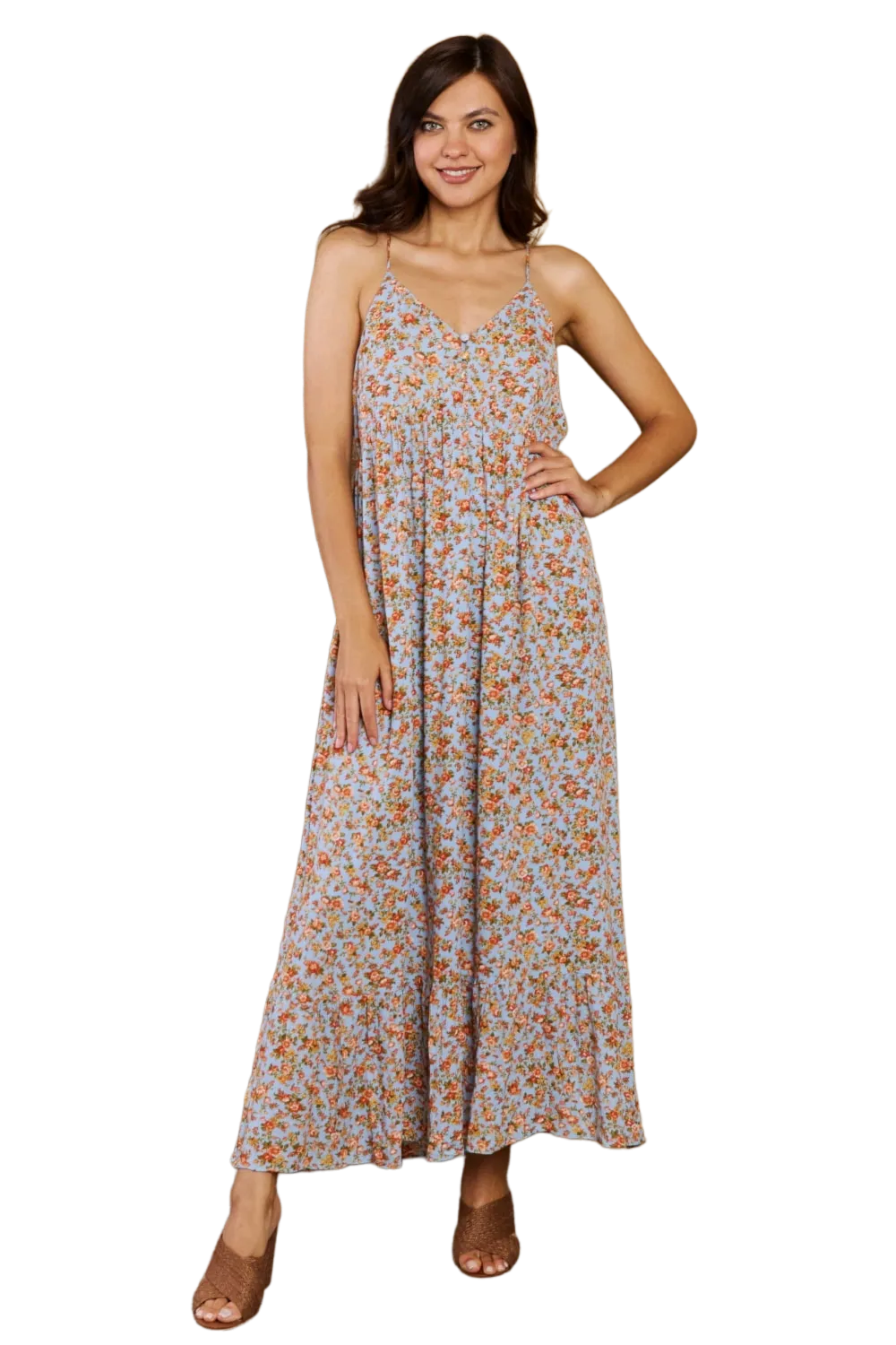 HEYSON Take Your Chances Full Size Floral Halter Neck Maxi Dress