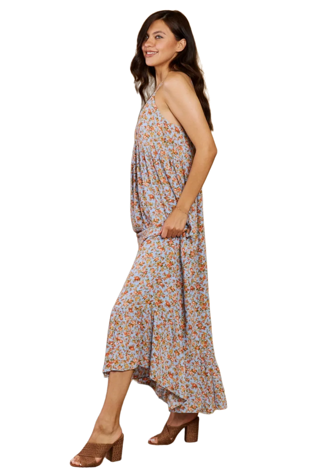 HEYSON Take Your Chances Full Size Floral Halter Neck Maxi Dress