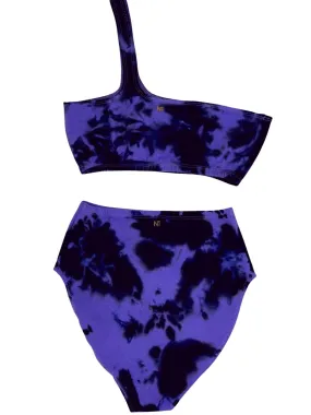 Hot Shoulder Bikini Top - Purple Rain Tie-Dye