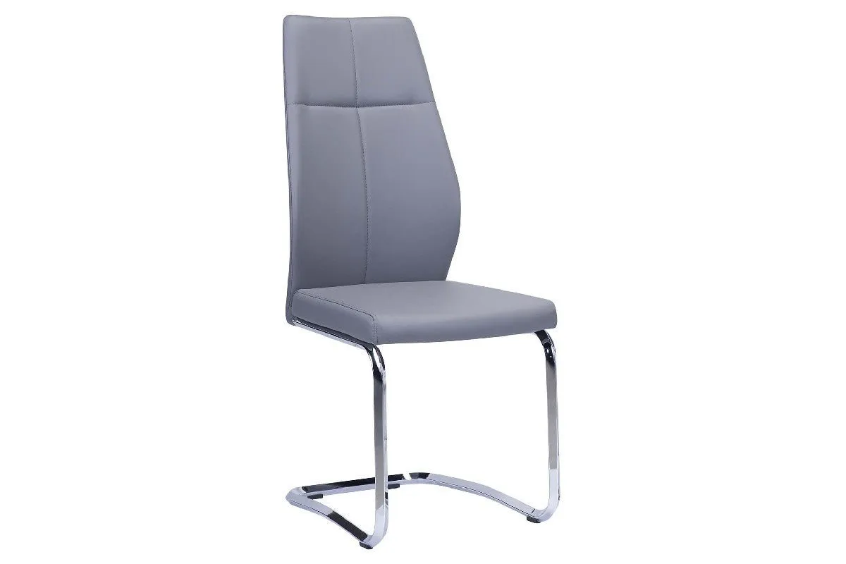 Jason Hovering Side Chair in Grey Leatherette - Set of 2