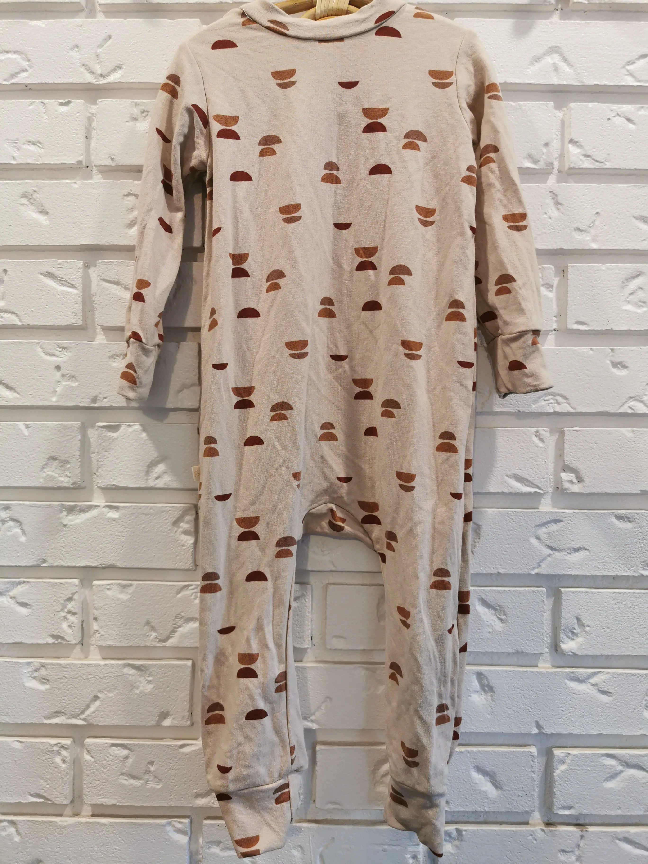 Jax & Lennon Terry Button Romper in Half Moons (12-18)