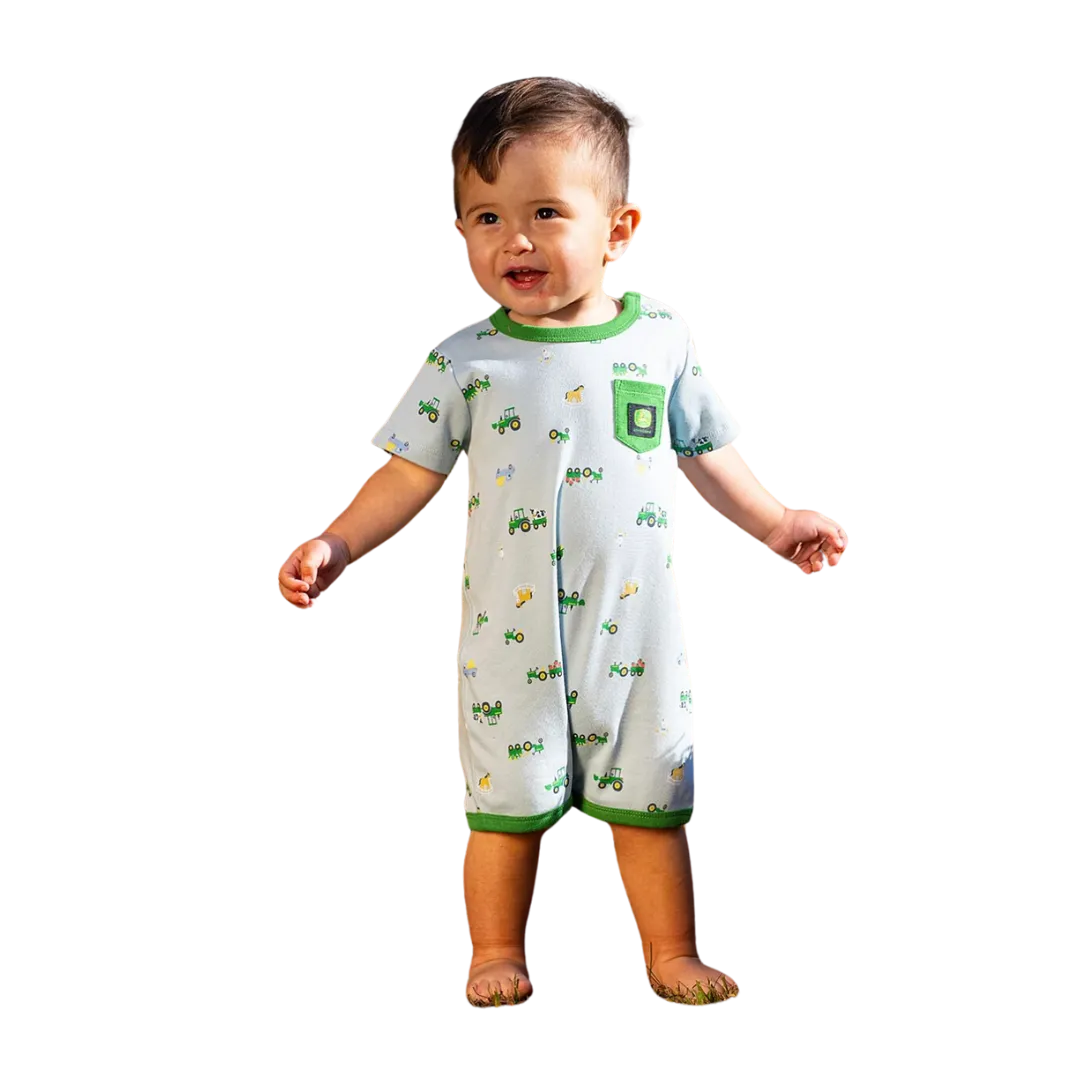 John Deere Kid's Infant Tractor Blue Green Romper