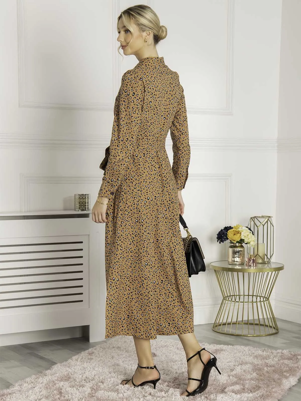 Jolie Moi Vihana Shirt Maxi Dress, Camel Animal