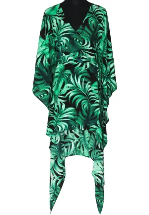 Jungle – Monstera Black / Green Santorini Dress