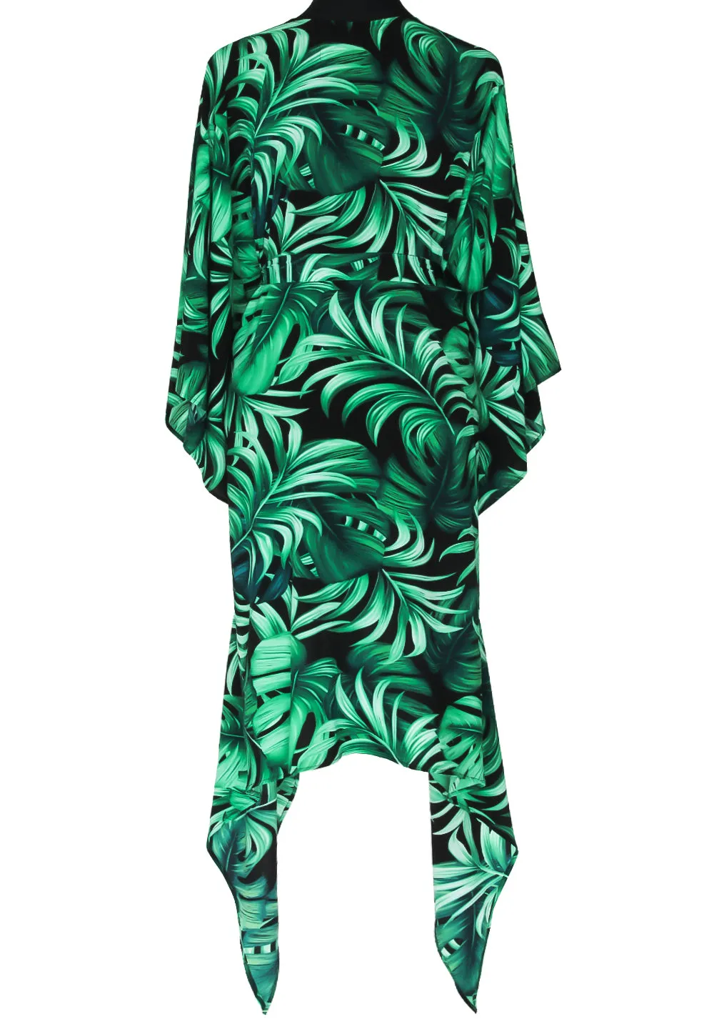 Jungle – Monstera Black / Green Santorini Dress