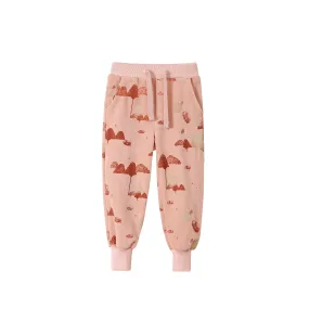 Kids Terry Joggers with Mountains Print - Peach