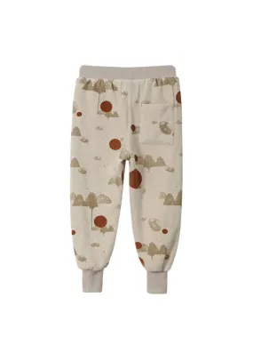 Kids Terry Joggers with Mountains Print - Sand