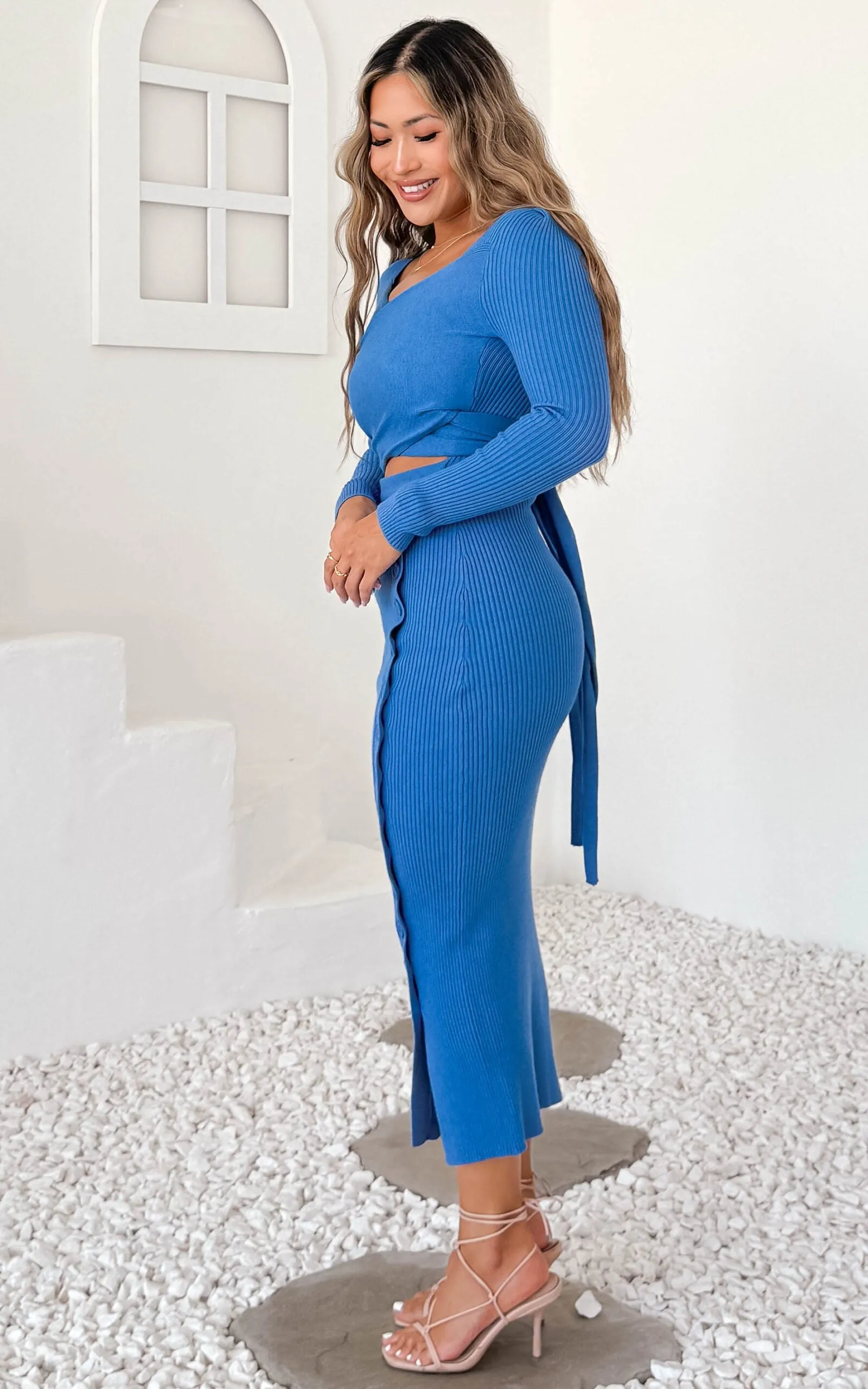 Kinsley Knit Maxi Dress - Blue