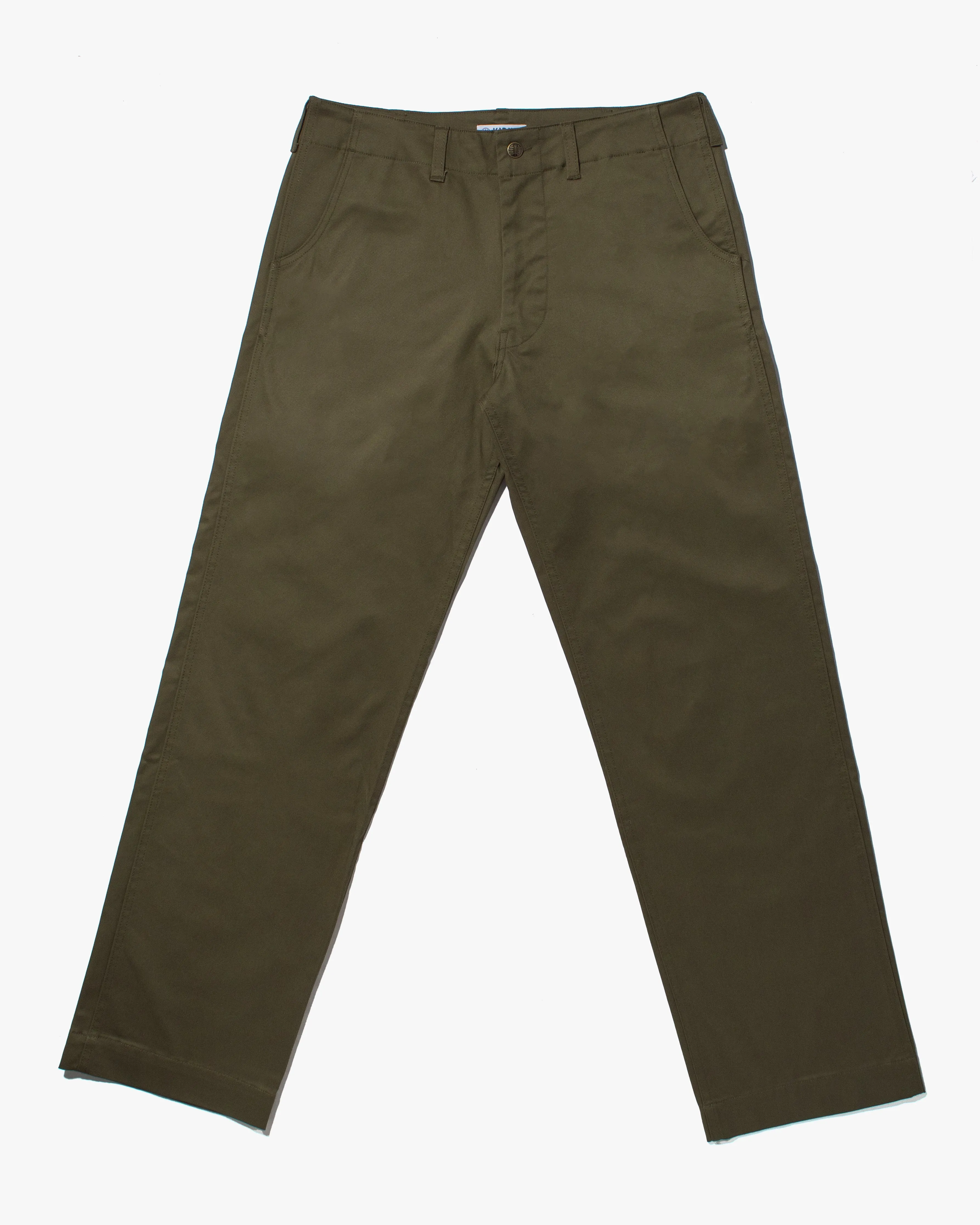 Kiriko Original Officer Trousers, 7.5 oz. Stretch Twill Chino - Olive