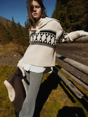 Lapel Collar Fair Isle Sweater