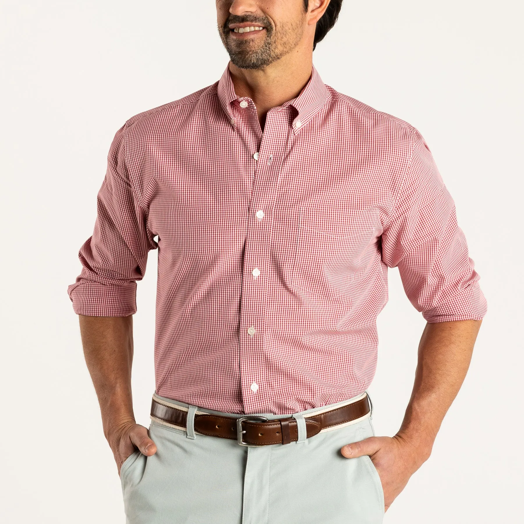 Lawrence Micro Gingham Cotton Poplin Sport Shirt