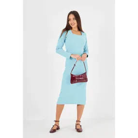 Light Blue Square Neck Bodycon Dress