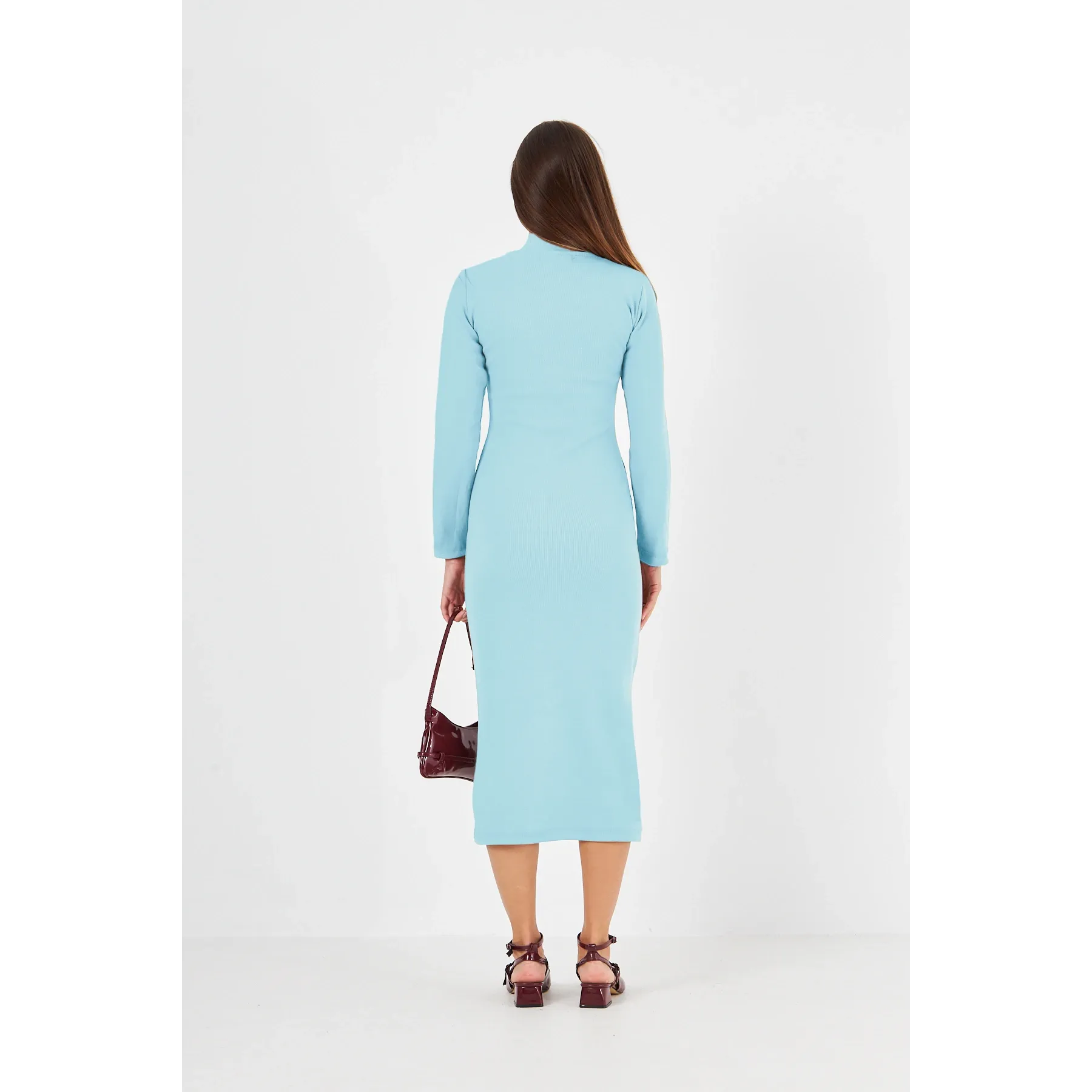 Light Blue Square Neck Bodycon Dress