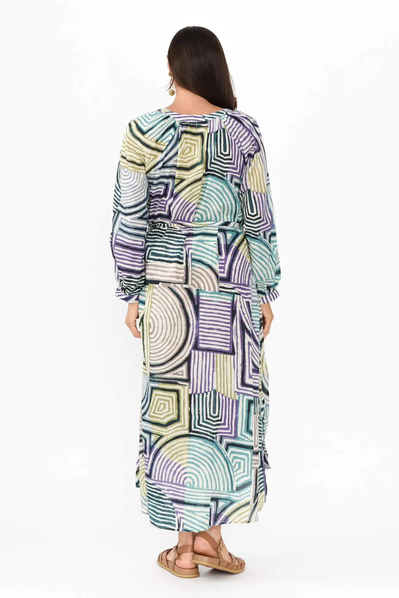 Liliana Green Ripple Cotton Tie Dress