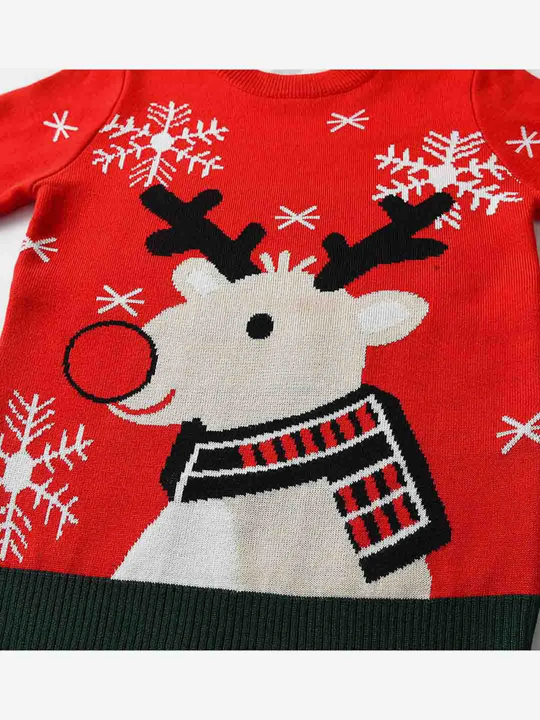 Little Surprise Box Red Round neck Snow deer Knitted warmer, cardigan Christmas Sweater for Kids