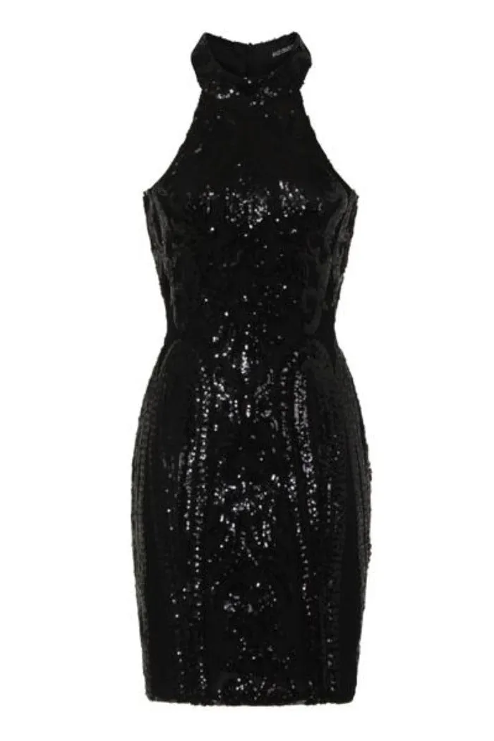 Lolita Black Victorian Sequin Illusion Bodycon Dress