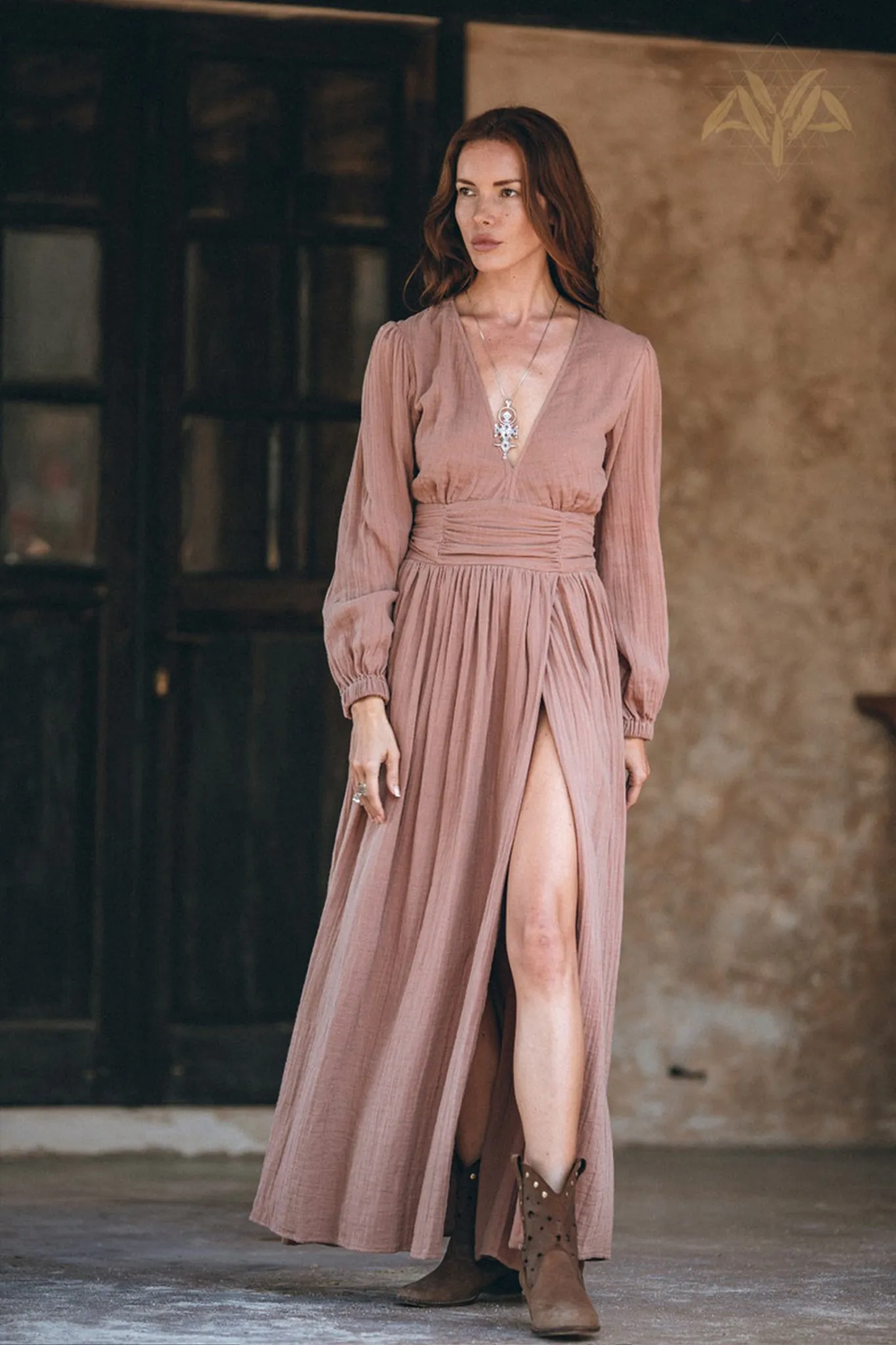 Long Sleeve Organic Boho Dress • Bridesmaid Dress • Bohemian Dress