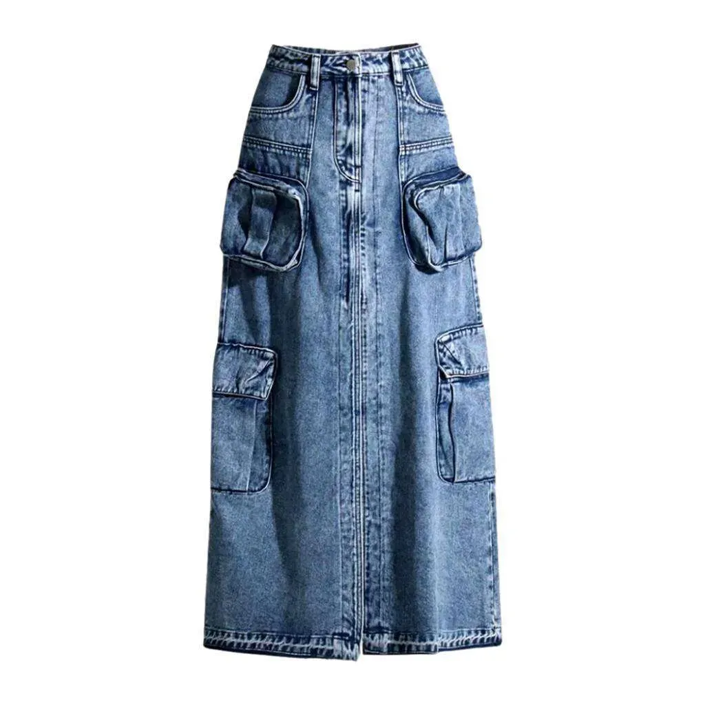 Long vintage jeans skirt
 for women