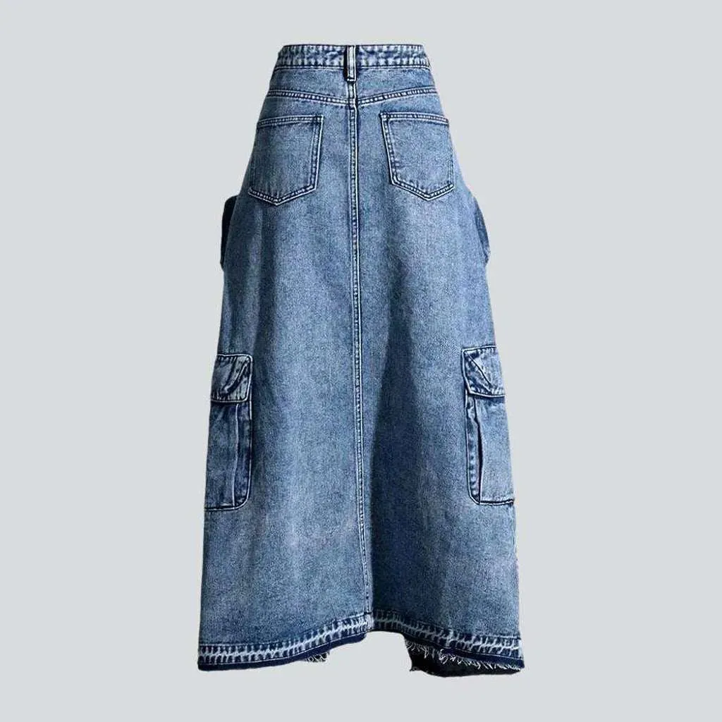 Long vintage jeans skirt
 for women