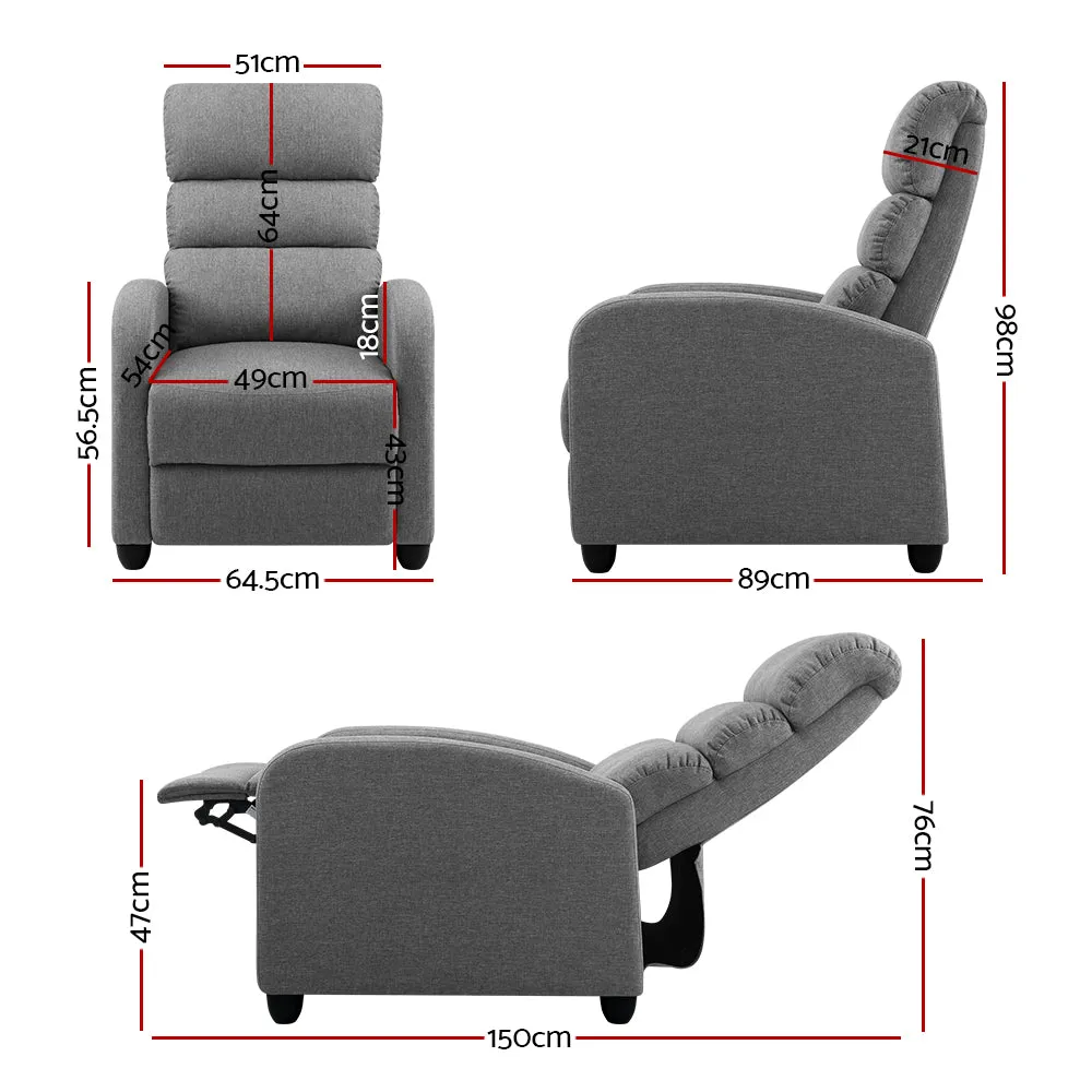 Lounge Recliner Armchair Chair Chairs Office Sofa Fabric Cover Grey