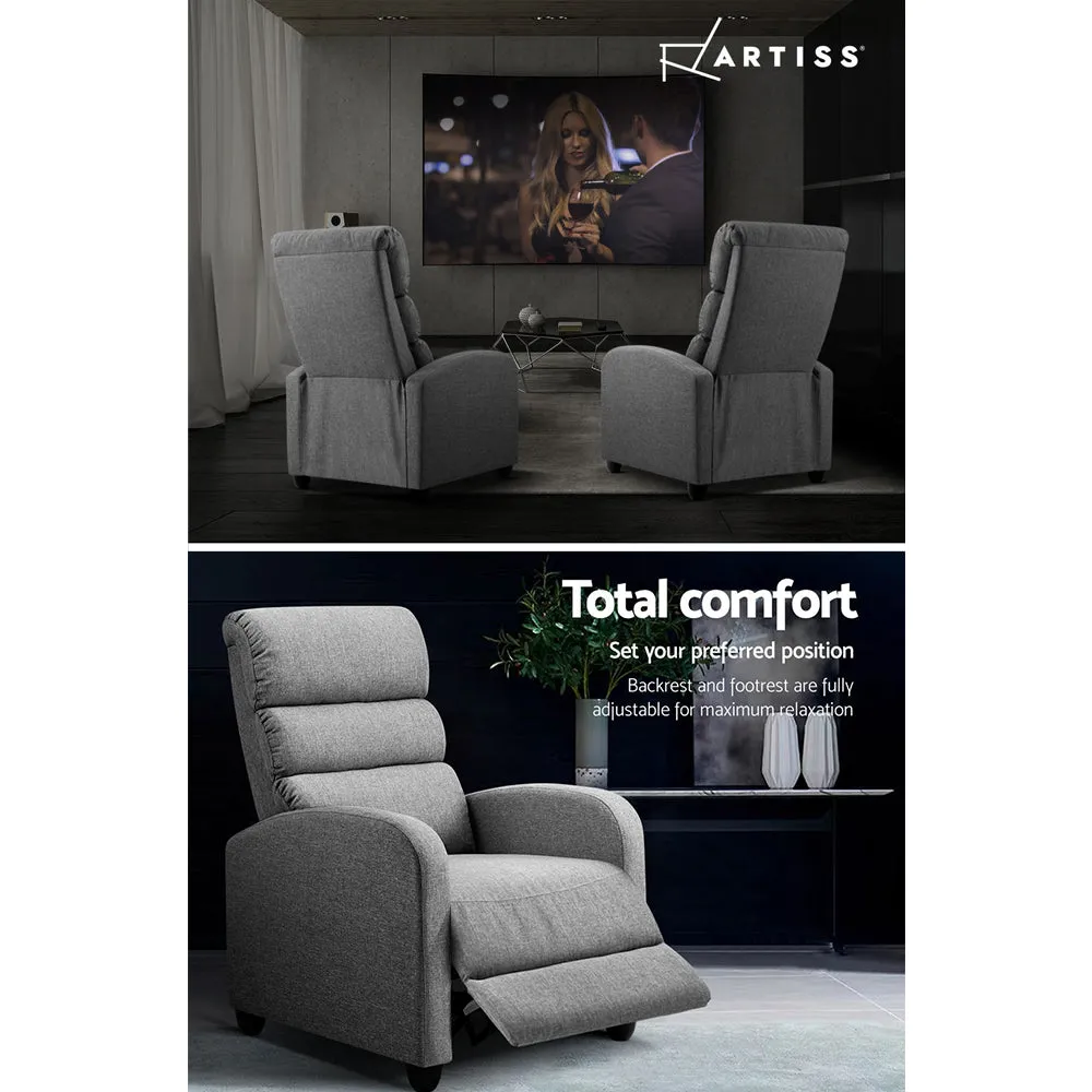 Lounge Recliner Armchair Chair Chairs Office Sofa Fabric Cover Grey