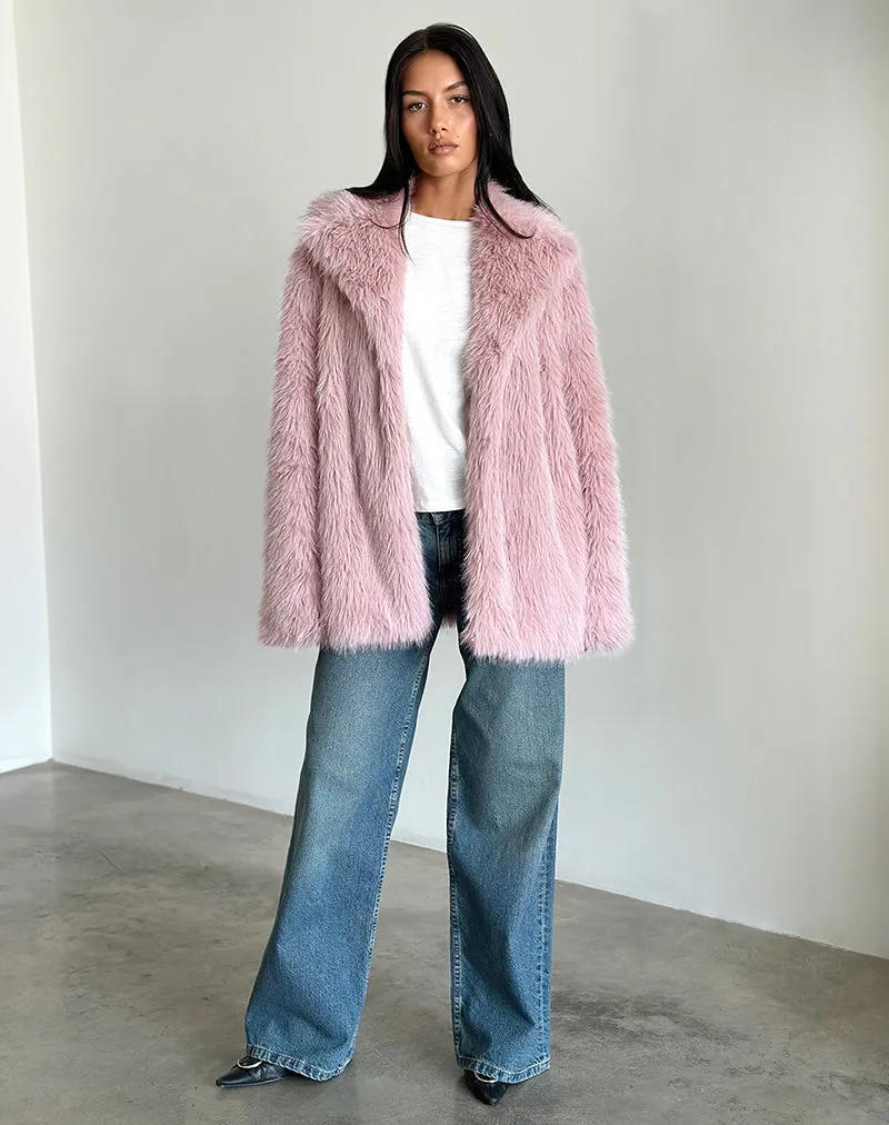 Lupita Jacket in Faux Fur Dusty Pink